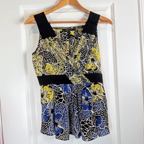 BCBGMaxAzria Silk Sleeveless Pleat Front Top - Picture 1 of 5